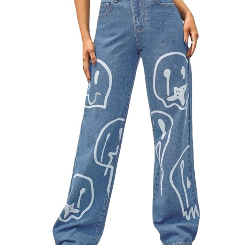 Trippy Smiley Loose Jeans