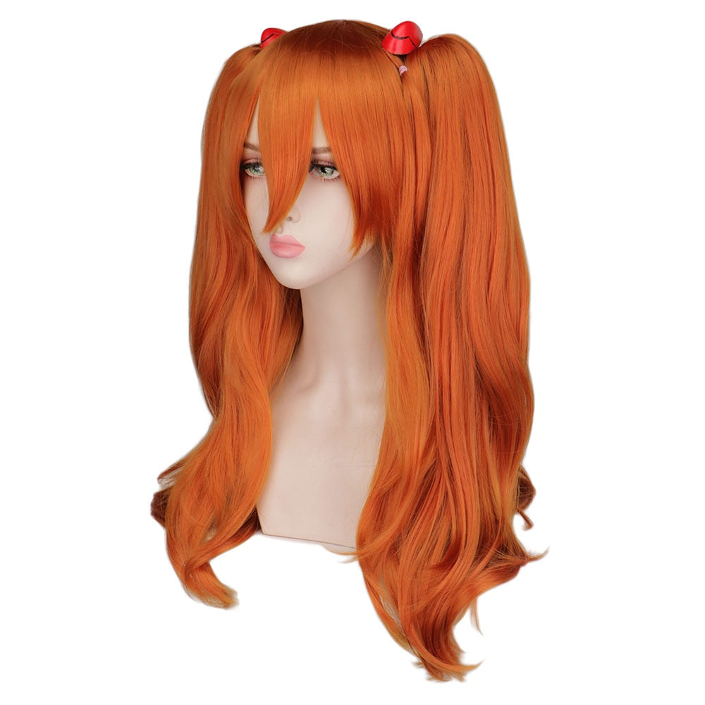 Cosplay Wig Long Orange With 2 Ponytail Clips