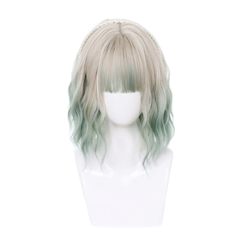 Fairycore Cosplay eGirl Wig Grey Green Ombre
