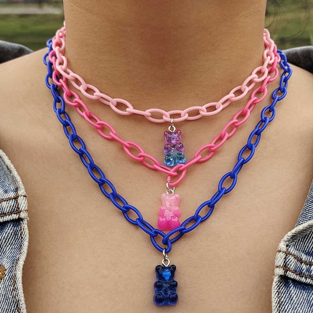 Egirl Kawaii Gummy Bear Acrylic Necklace