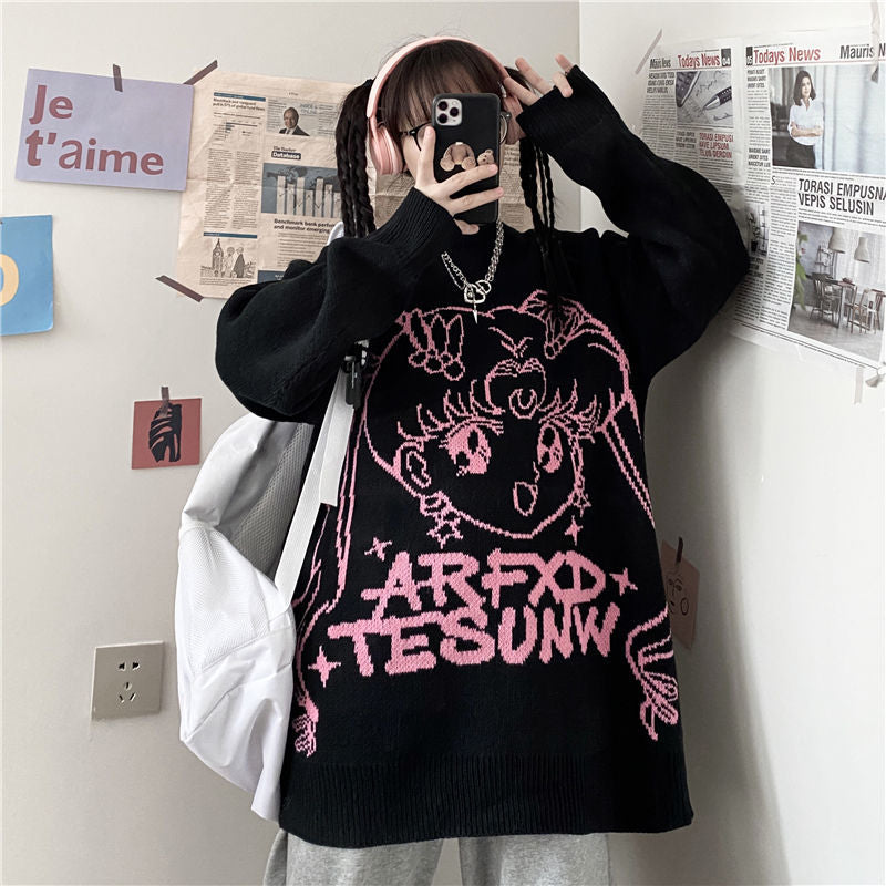 Sailor Moon Anime Pastel Goth Sweater