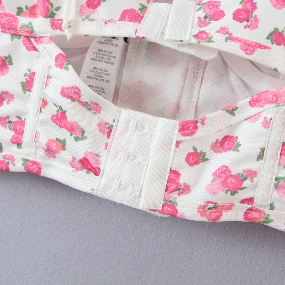 Coquette Soft Girl Floral Bustier Top
