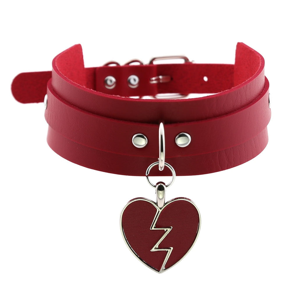 Broken Heart Choker Necklace Red