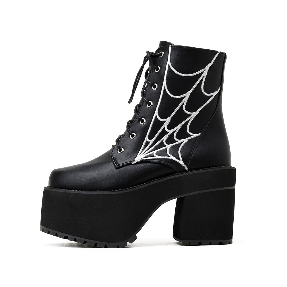 Spider Web Gothic Boots