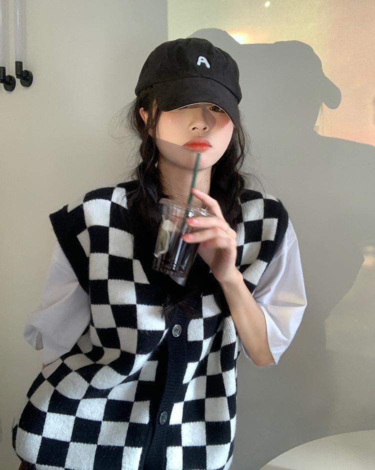 Wednesday Addams Checkerboard Knitted Sweater