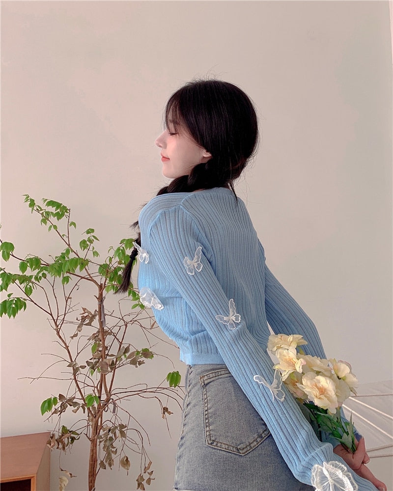 Soft Girl Butterfly Knit Cardigan
