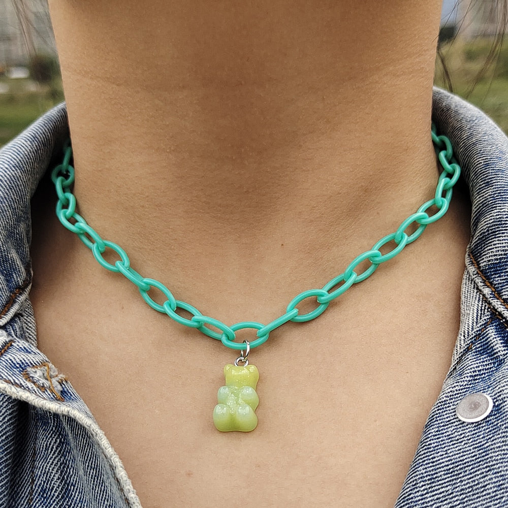 Egirl Kawaii Gummy Bear Acrylic Necklace