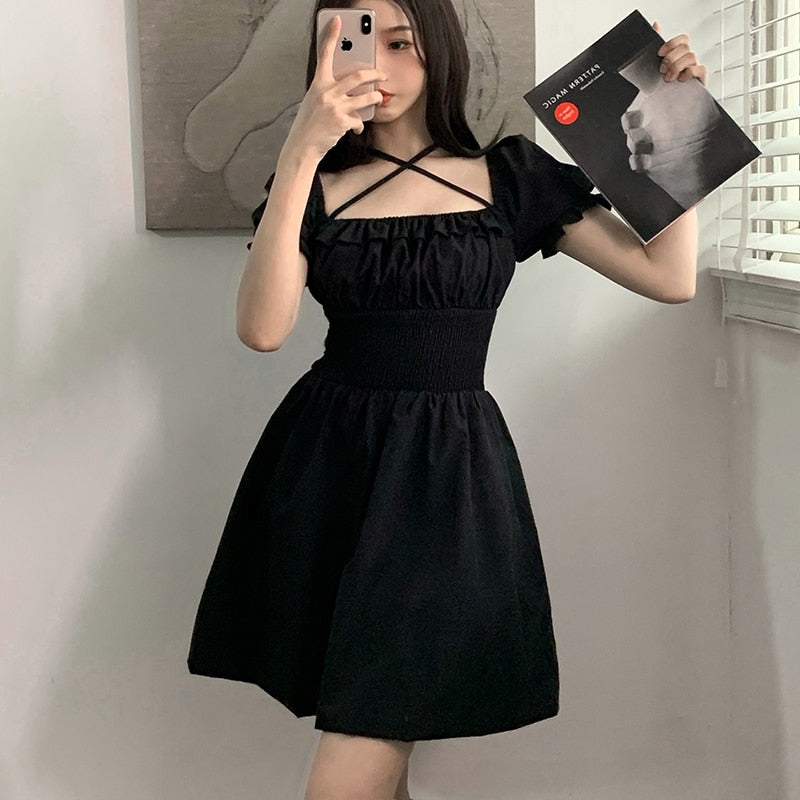 Simple Lovely Gothic Mini Dress