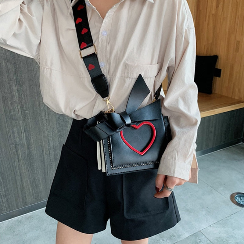 Y2K Heart Hollow Out Crossbody Bag
