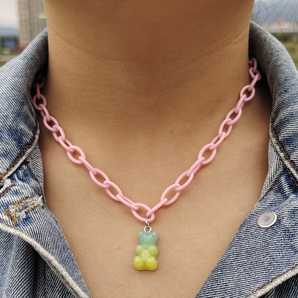 Egirl Kawaii Gummy Bear Acrylic Necklace