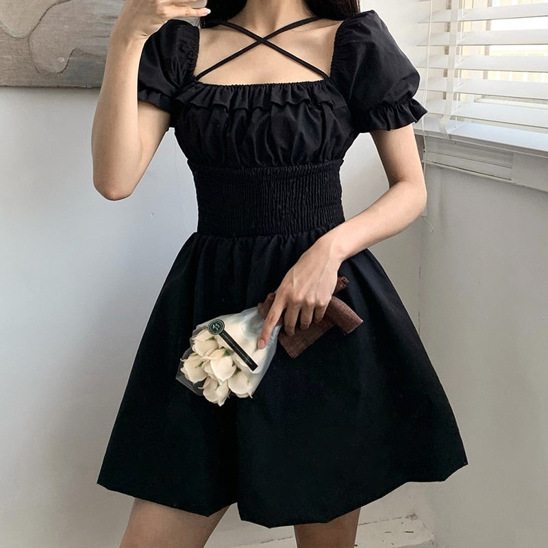 Aesthetic Clothes Simple Lovely Gothic Mini Dress – Aesthetics Boutique Aesthetic Clothes Simple Lovely Gothic Mini Dress – Aesthetics Boutique