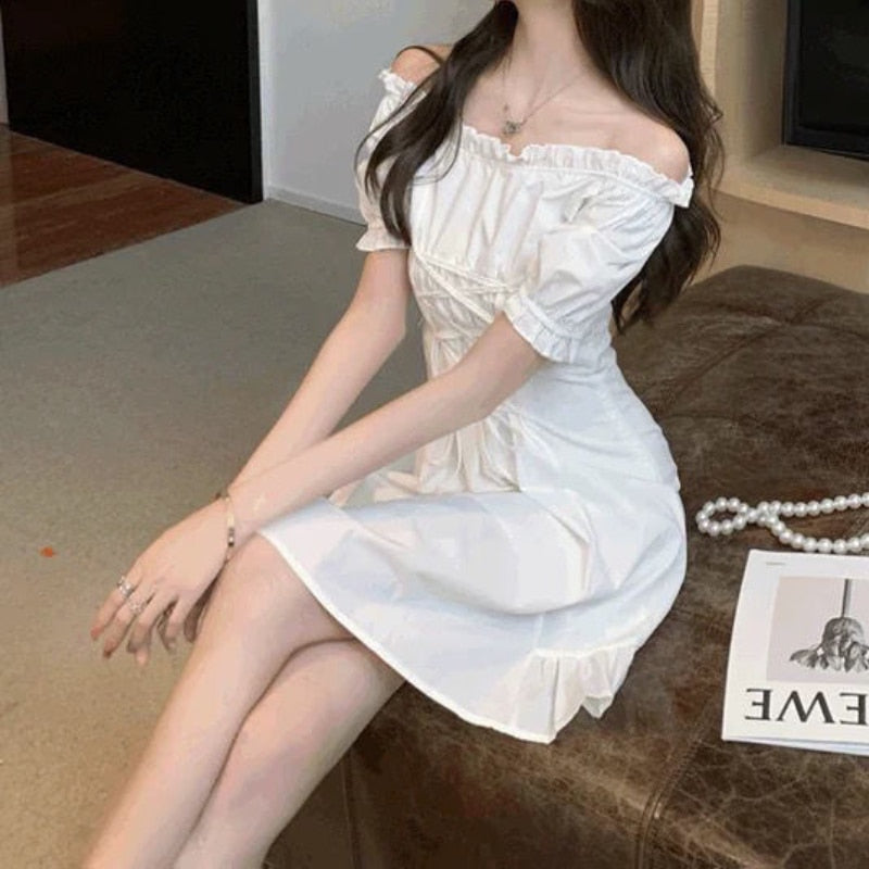 Soft Girl Aesthetic Mini Dress A-line White