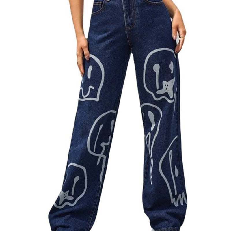 Trippy Smiley Loose Jeans
