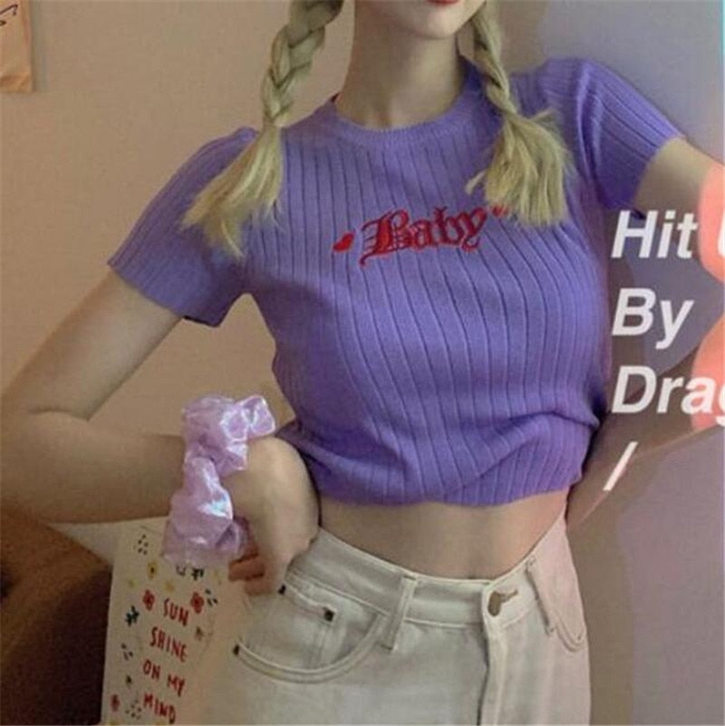 Baby Embroidery Crop Top