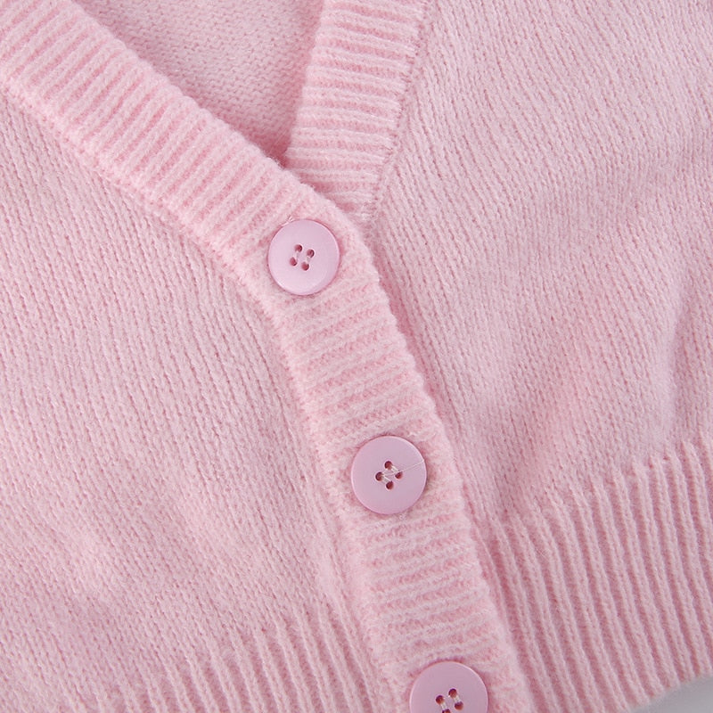 Coquette Aesthetic Pink Crop Cardigan