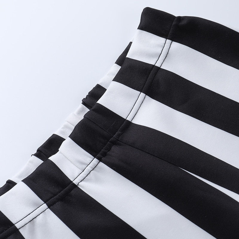 Gothic Striped High Waist Flare Pants