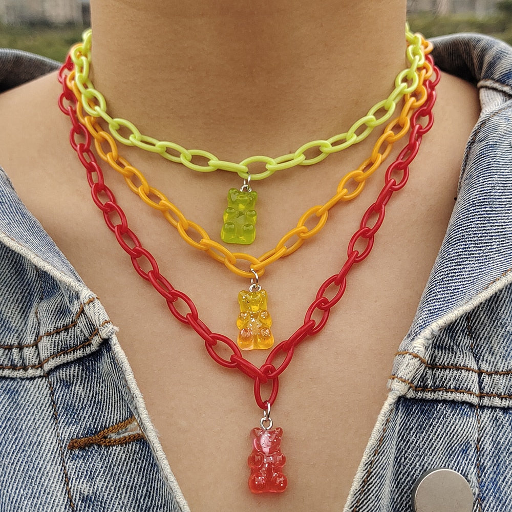 Egirl Kawaii Gummy Bear Acrylic Necklace