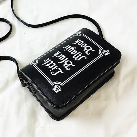 Gothic Little Black Magic Book Crossbody Bag