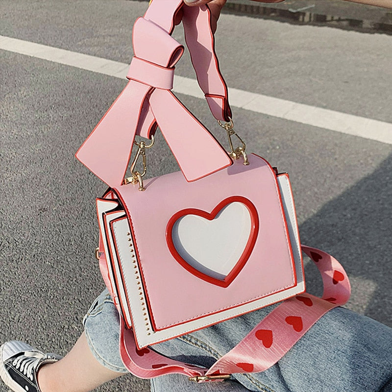 Y2K Heart Hollow Out Crossbody Bag