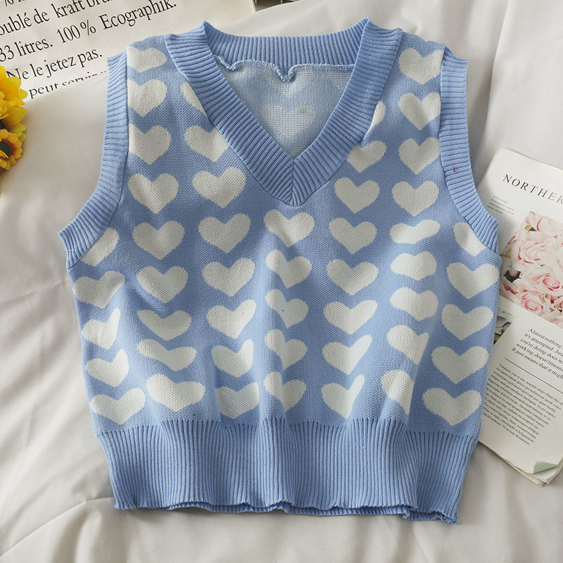 Lovecore V-Neck Knit Sweater Vest