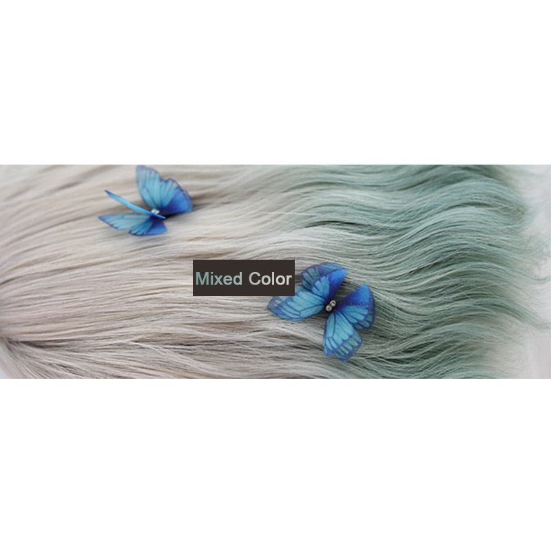 Fairycore Cosplay eGirl Wig Grey Green Ombre