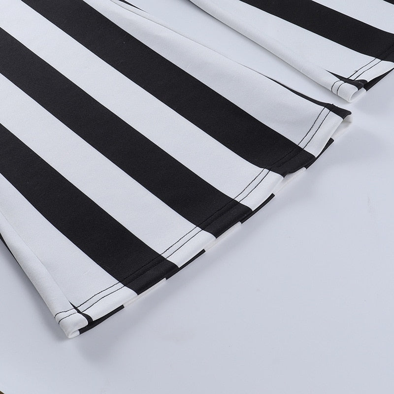 Gothic Striped High Waist Flare Pants