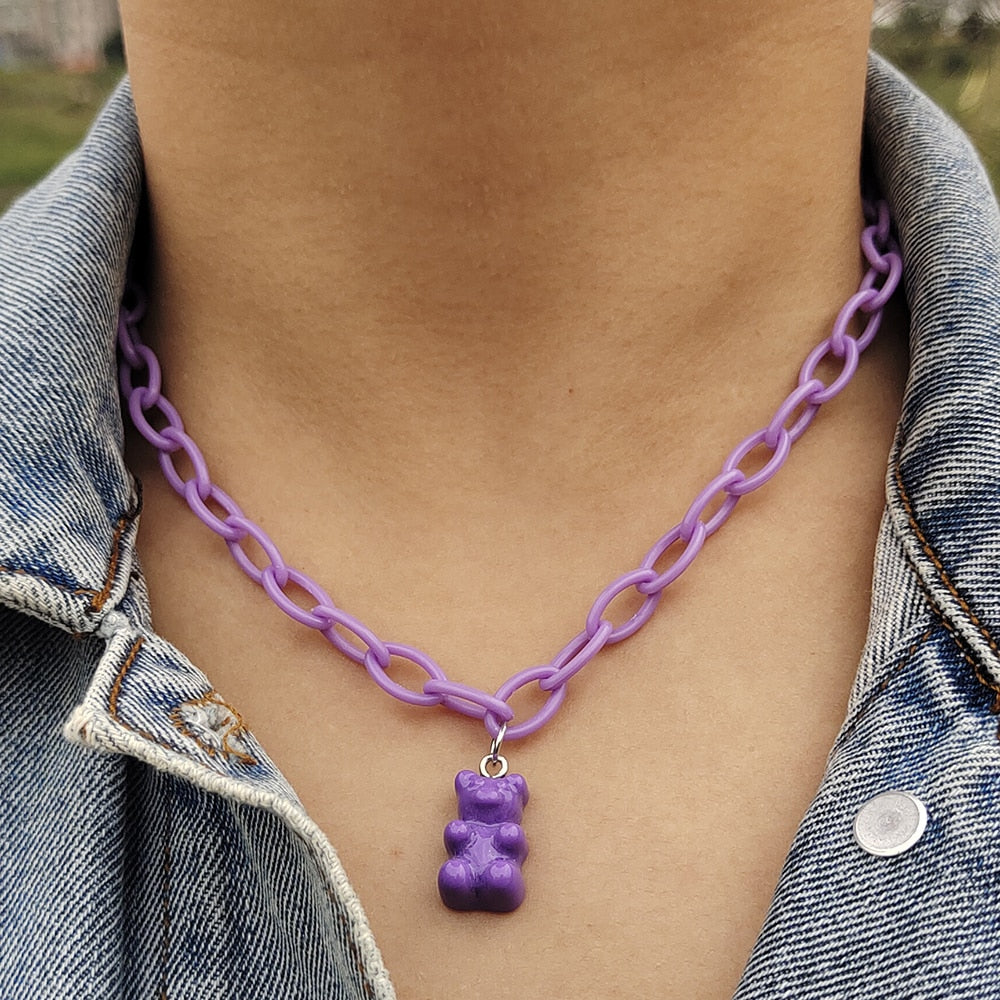 Egirl Kawaii Gummy Bear Acrylic Necklace
