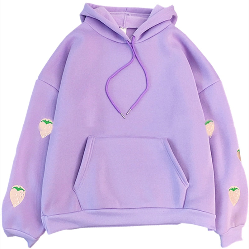 Strawberry Embroidery Hoodie Sweatshirt