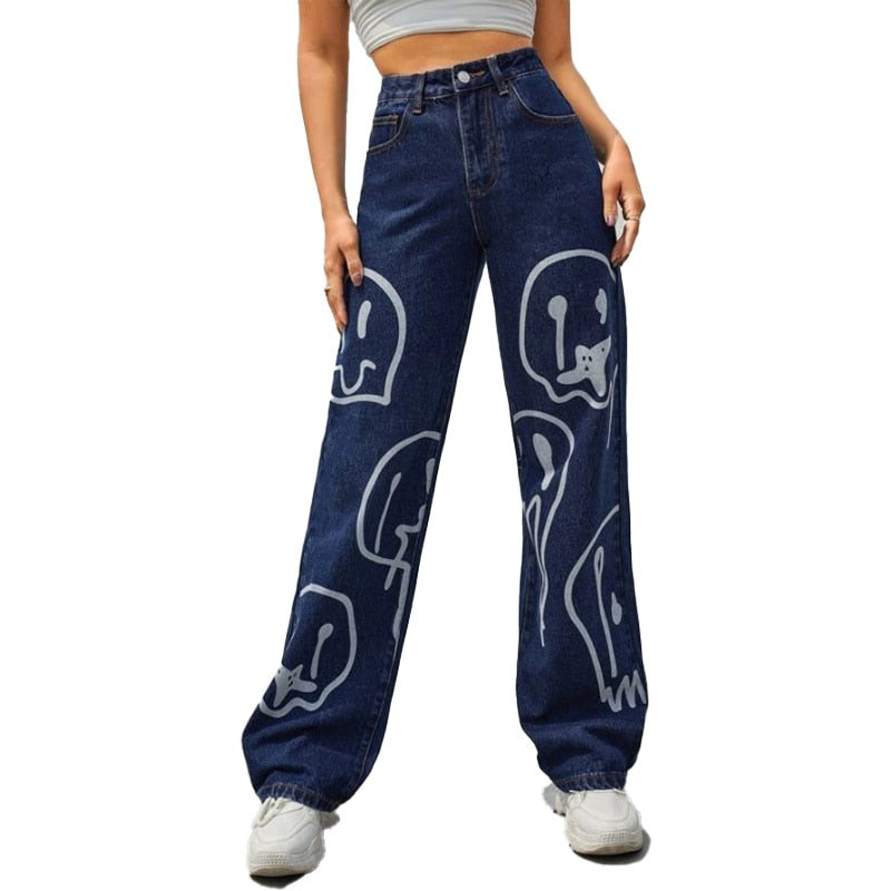 Trippy Smiley Loose Jeans