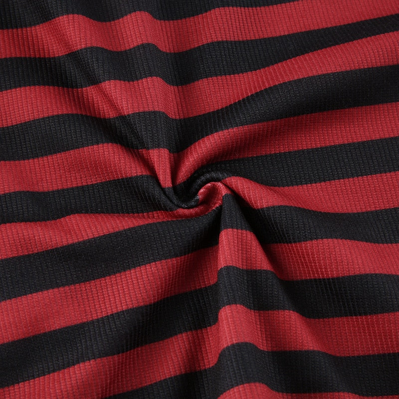 Dark Grunge E-Girl Striped Crop Top