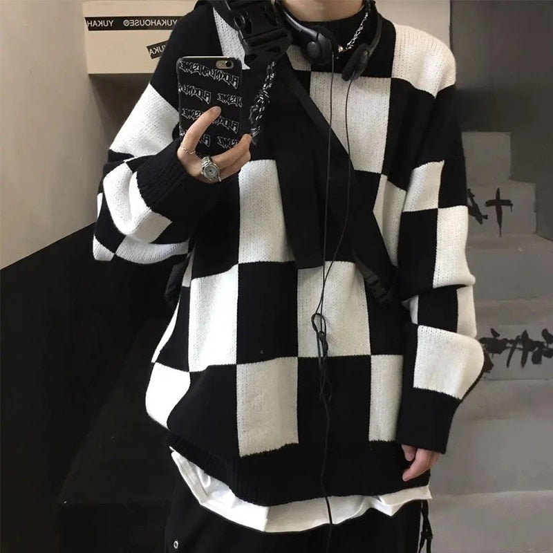 Large Checkerboard Oversize Sweater