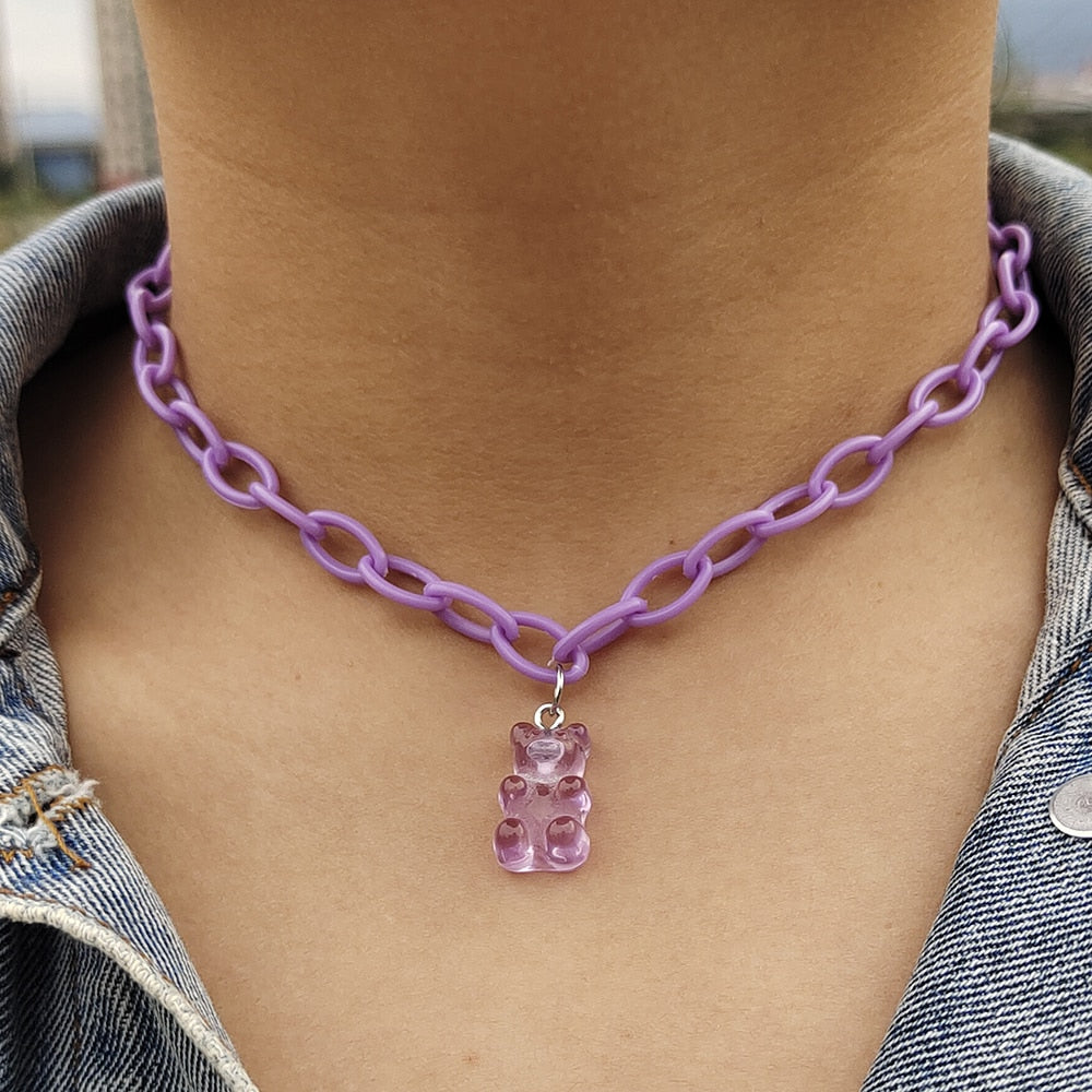 Egirl Kawaii Gummy Bear Acrylic Necklace