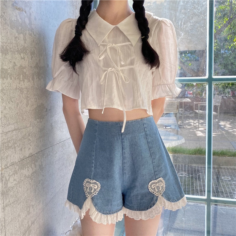 Dollette Romantic Denim Shorts