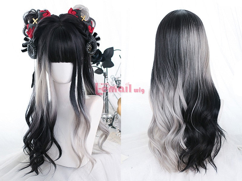 Ombre Cosplay Wig Long Wavy with Bangs