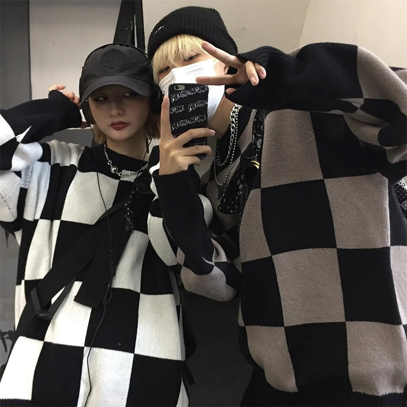 Large Checkerboard Oversize Sweater