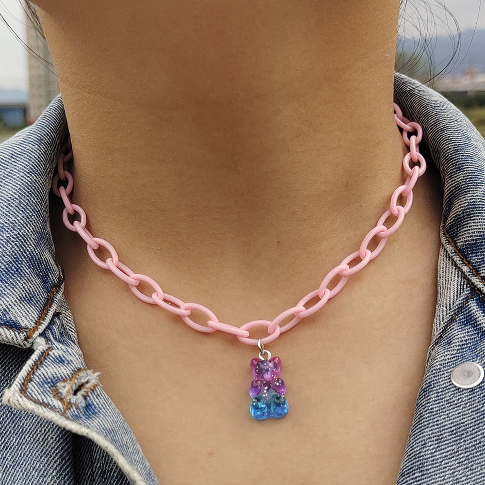 Egirl Kawaii Gummy Bear Acrylic Necklace