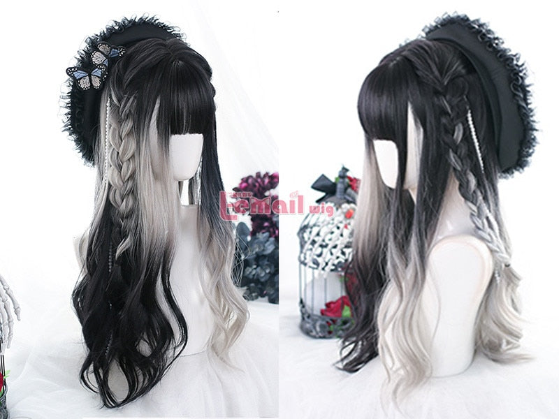 Ombre Cosplay Wig Long Wavy with Bangs