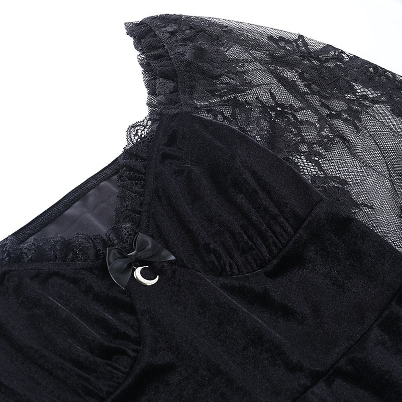 Dark Goth Velours Vampire A-Line Dress