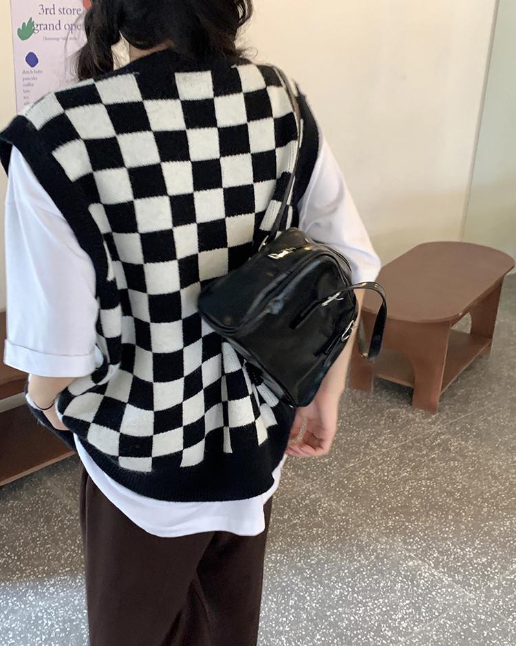 Wednesday Addams Checkerboard Knitted Sweater