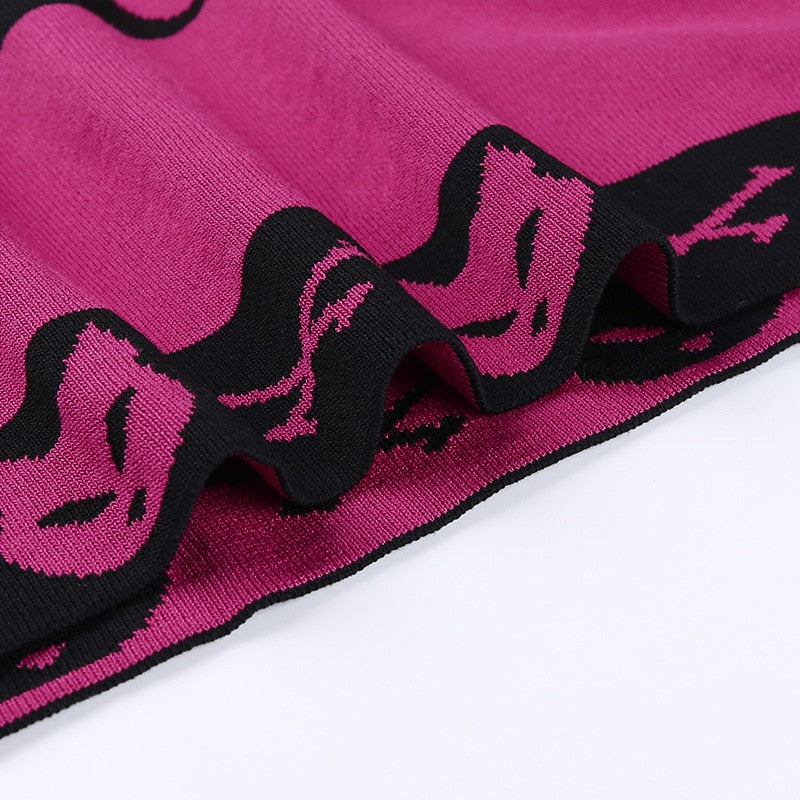 Neko Gothic Cat Rose Red Crop Sweater