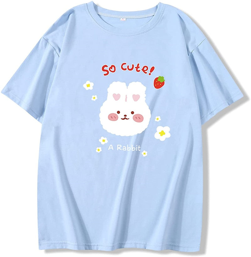Kawaii Bunny Strawberry Blue T-Shirt