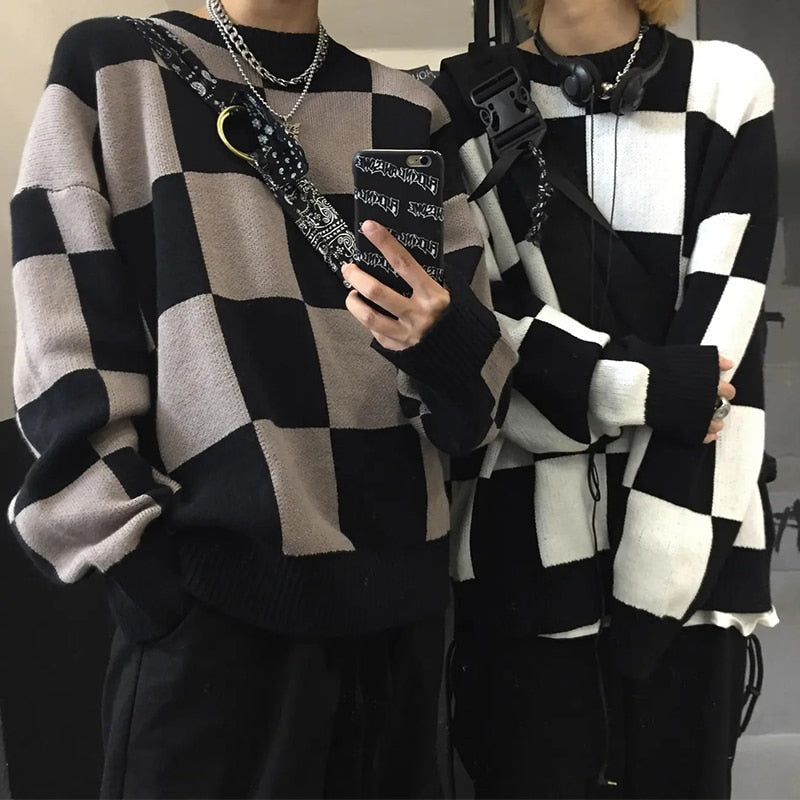 Large Checkerboard Oversize Sweater