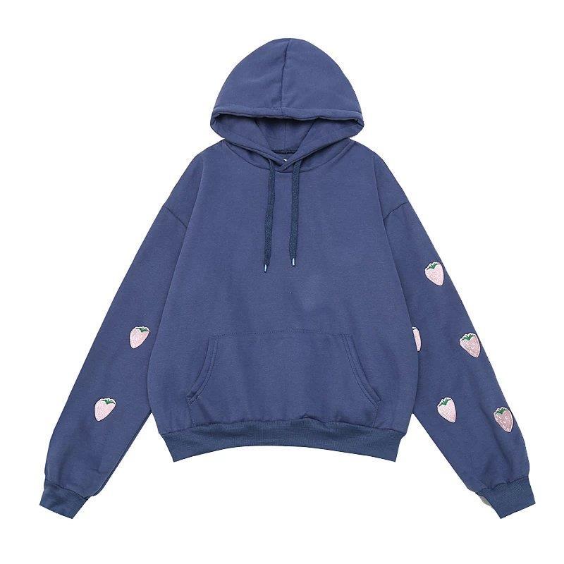 Strawberry Embroidery Hoodie Sweatshirt