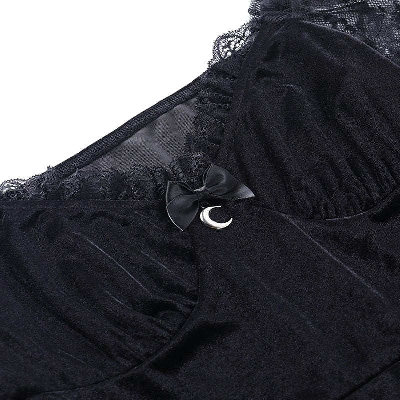 Dark Goth Velours Vampire A-Line Dress