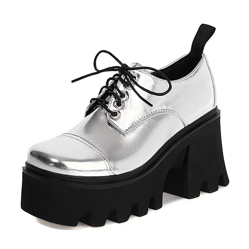 Silver Shoes Oxford Platform