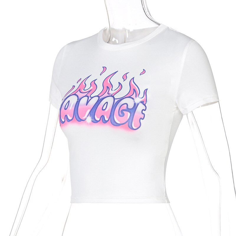 Y2K Aesthetic Savage Graffiti Crop Top
