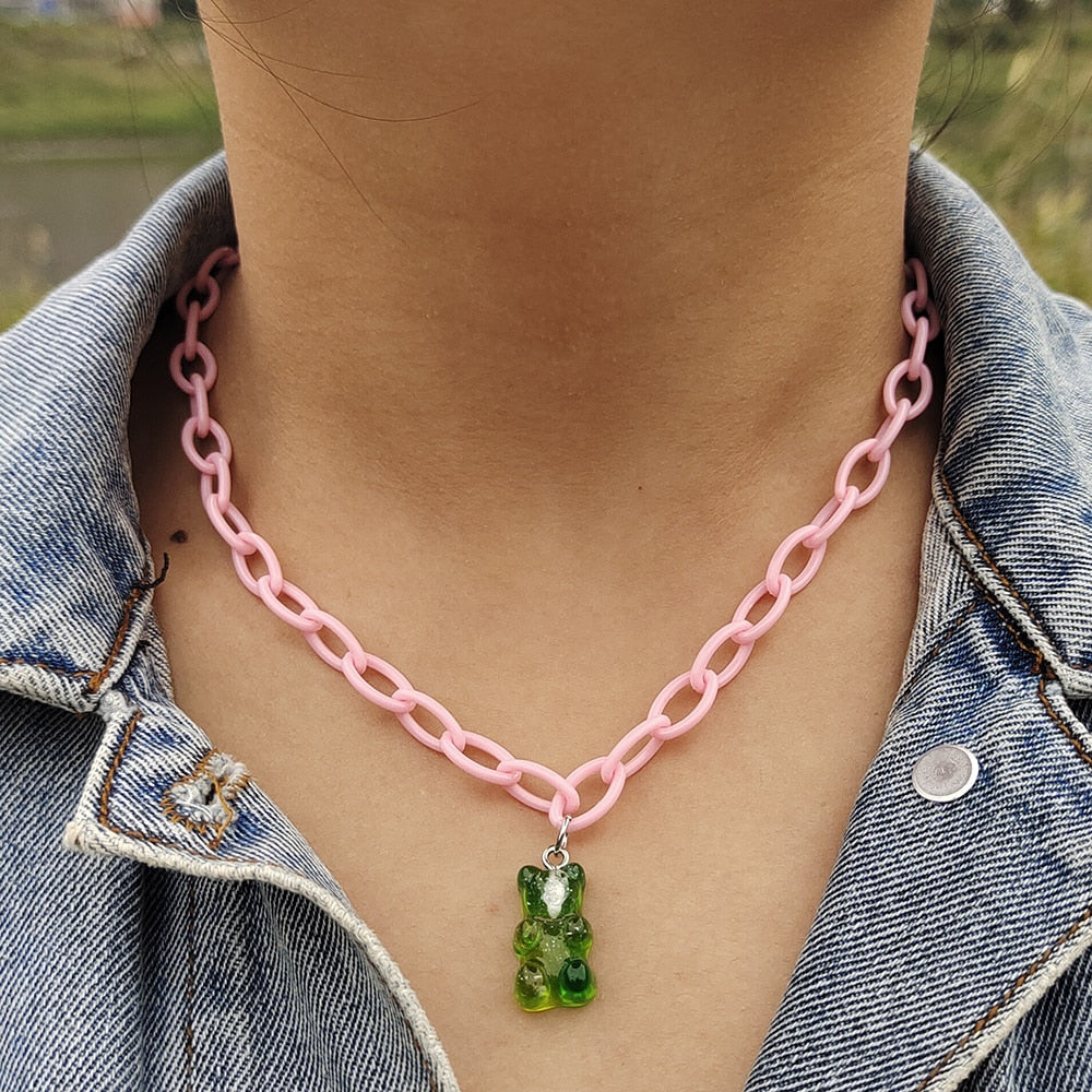 Egirl Kawaii Gummy Bear Acrylic Necklace