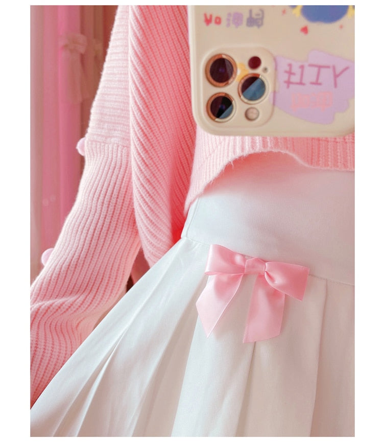 Dollette Kawaii Bow Pleated Mini Skirt