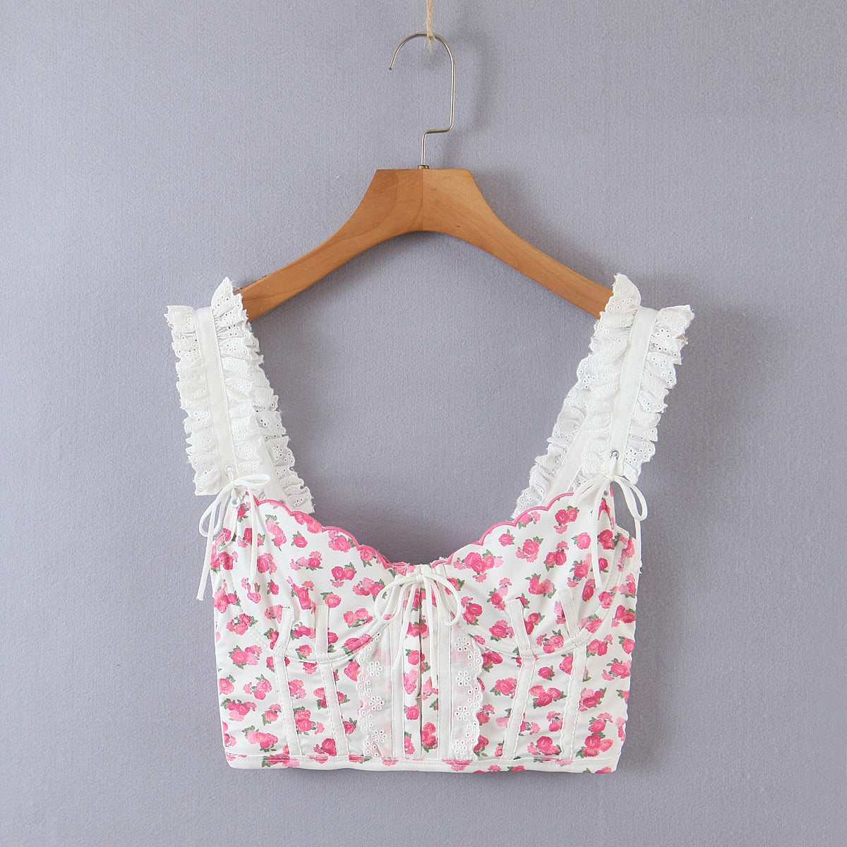 Coquette Soft Girl Floral Bustier Top