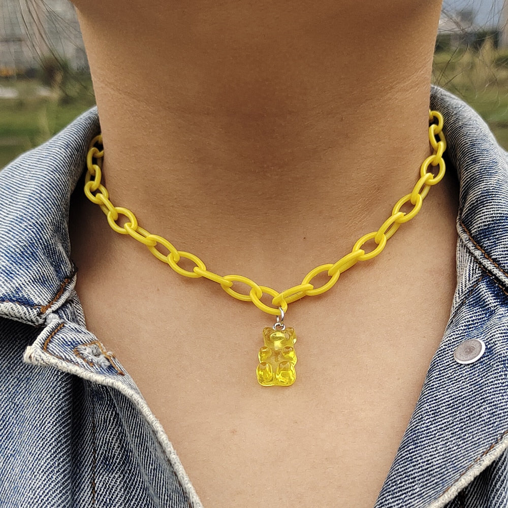 Egirl Kawaii Gummy Bear Acrylic Necklace